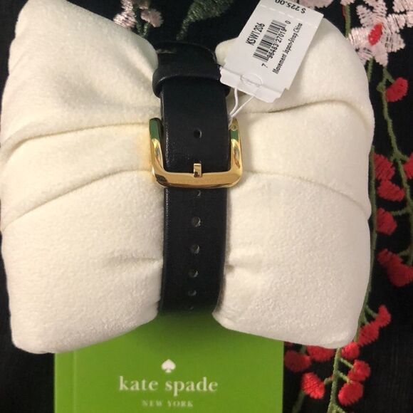 Kate Spade Gold with Gems Black Leather Strap Watch main image 5